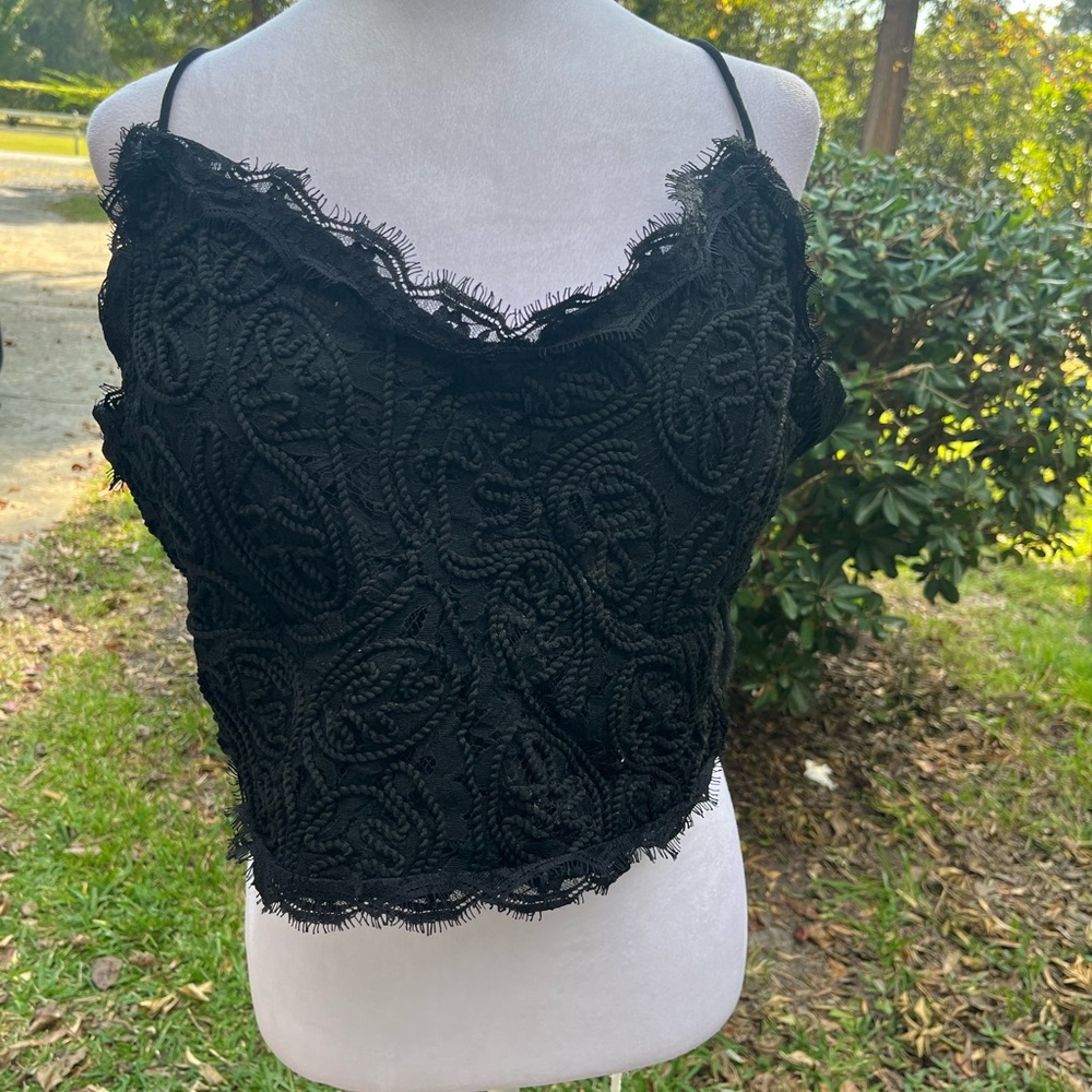 Julia by Love J Women’s 3X Black Lace Crop Top